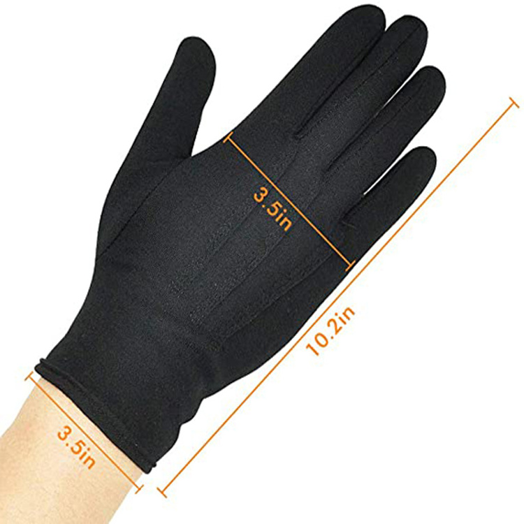 Black light weight silky soft Cotton Formal Tuxedo Costume Honor Guard Parade Gloves with Snap Cuff