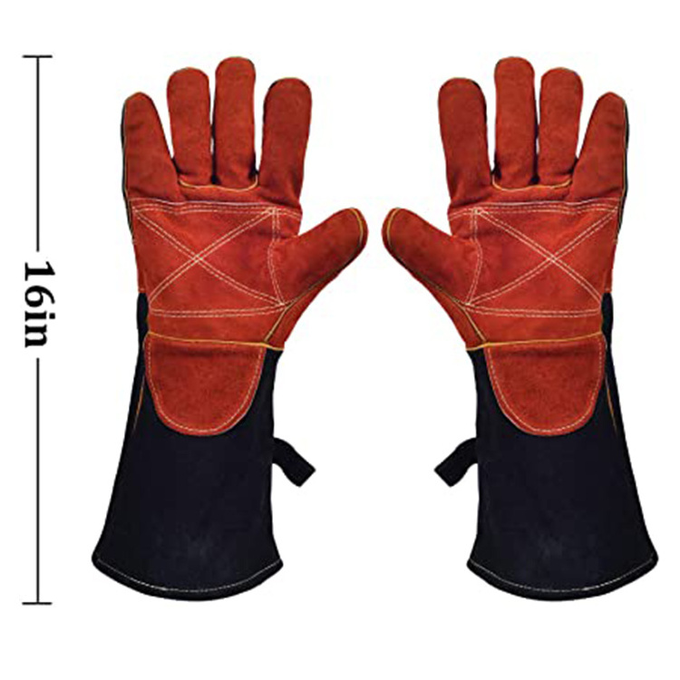 high-quality cow split leather fireproof working gardening babecue grilling roasting meat heat insulating  gloves