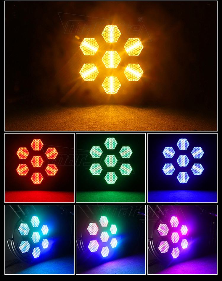 Warm White+RGB Portman Lights 7*60W Vintage Halogen P1 Mini LED Dj Party Events Stage Background Stage Light