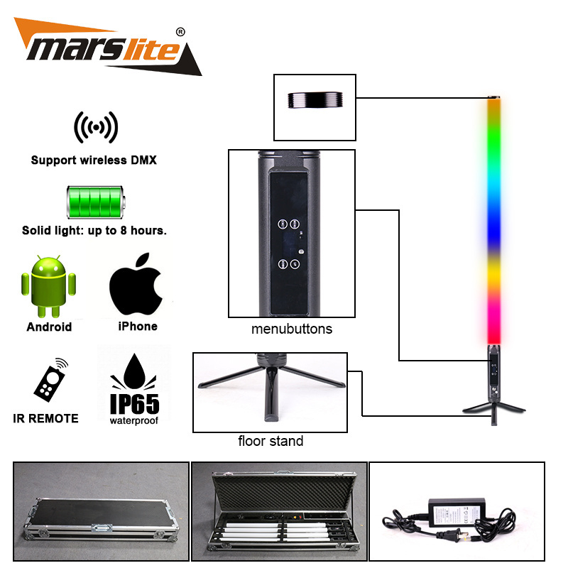 Pro Wireless Titan Tube Light APP Remote DMX Control IP65 Outdoor Disco Party Dj Lights RGB Tube Light With Battery