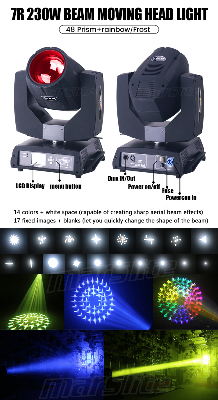 Stage Light Beam 230 7R Cabeza Movil Moving Head Light 230W Sharpy 7R Beam Moving Head For Dj Disco