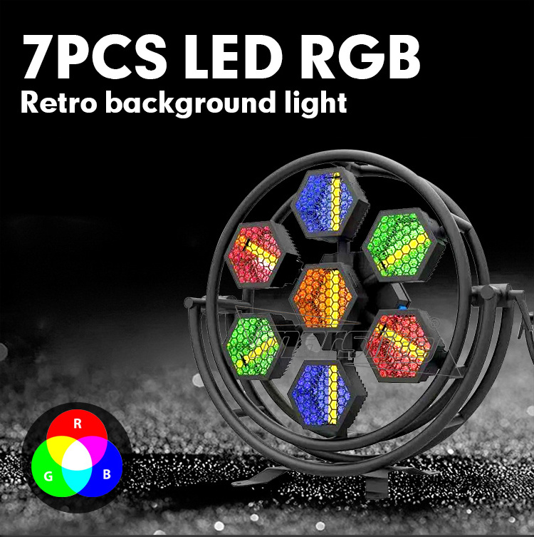 Warm White+RGB Portman Lights 7*60W Vintage Halogen P1 Mini LED Dj Party Events Stage Background Stage Light