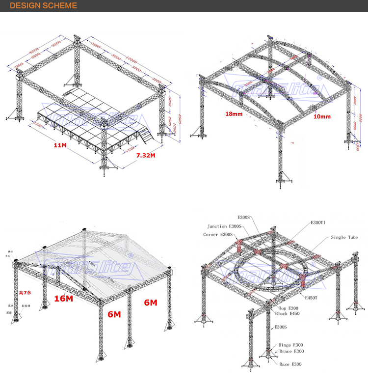 Top Quality DJ Truss Aluminum Display Structure  Events Aluminum Frame Spigot Bolt Truss Stage Truss System