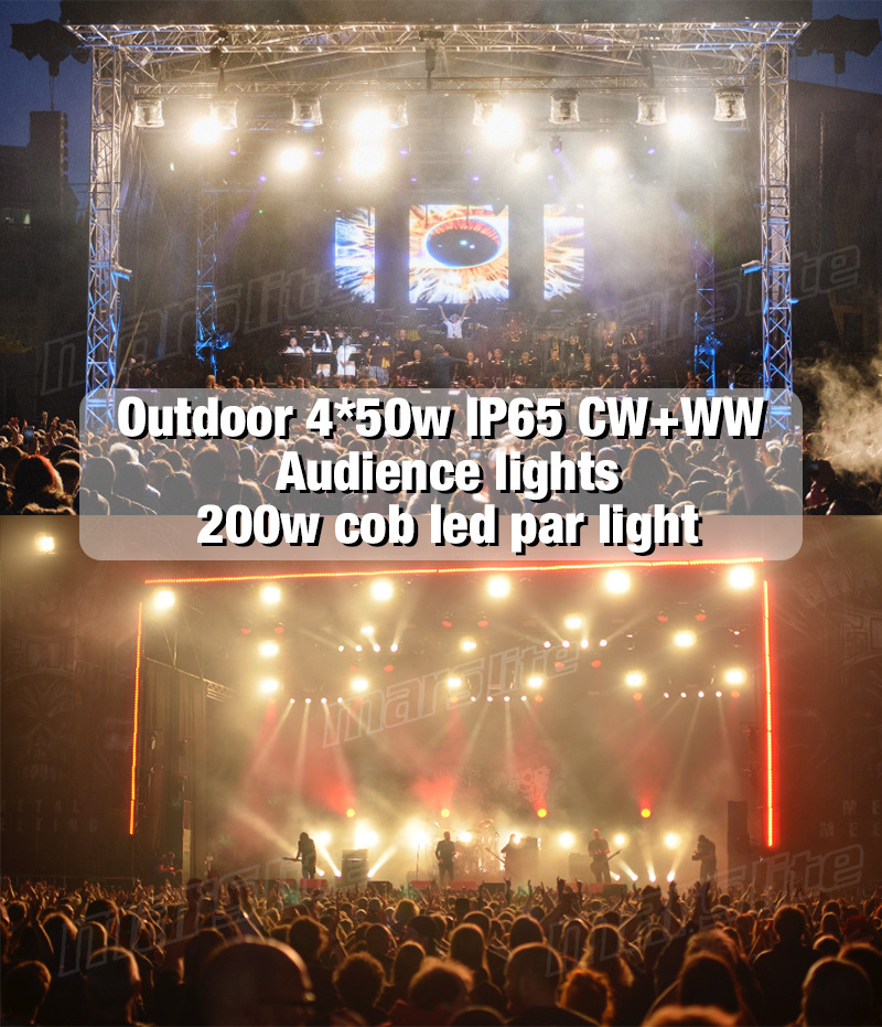 IP65 200w White Led Cob Audience Stage Blinder Light CW+WW Outdoor Waterproof 4 Eyes Audience Light