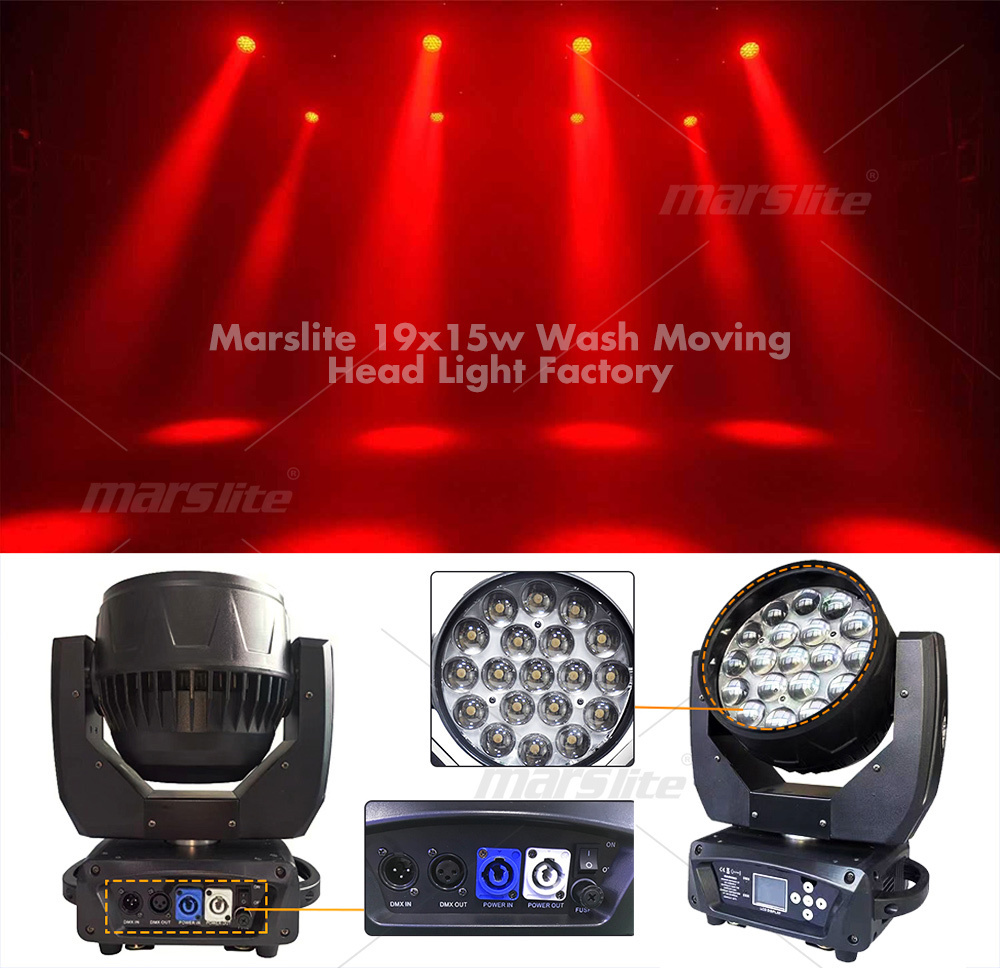 Marslite 19x15w Wash Moving Head Zoom Dj Club Stage Light Led Moving Head Wash