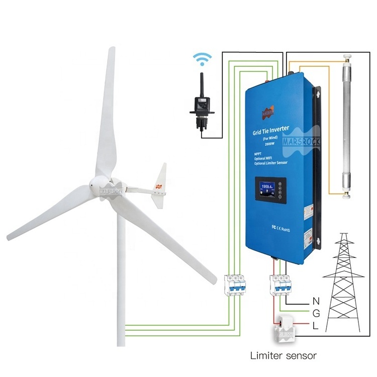 Mars Rock 1000W 24V 48V Power Permanent Magnet Alternative Energy Generators Home Small Windmill Wind Turbine Generator for Sale