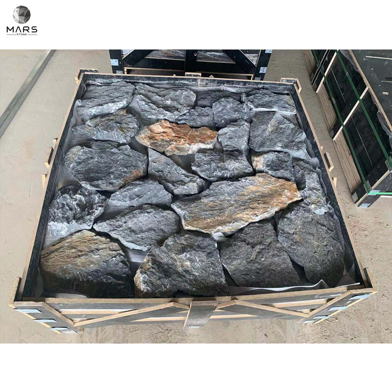 Natural Quartzite Charcoal Black Culture Stone Veneer Wall Cladding Exterior Stone