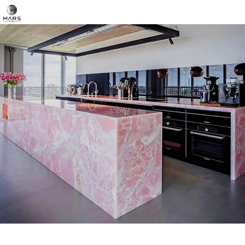 Factory Supply Pink Onyx Floor Tile Panel Decorate Marble Stone Slab For Countertop Or Wall