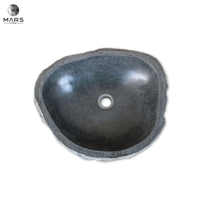 Customized Irregular Sharped Black Grey Stone Oval Bathroom Sink Counter Top Basin