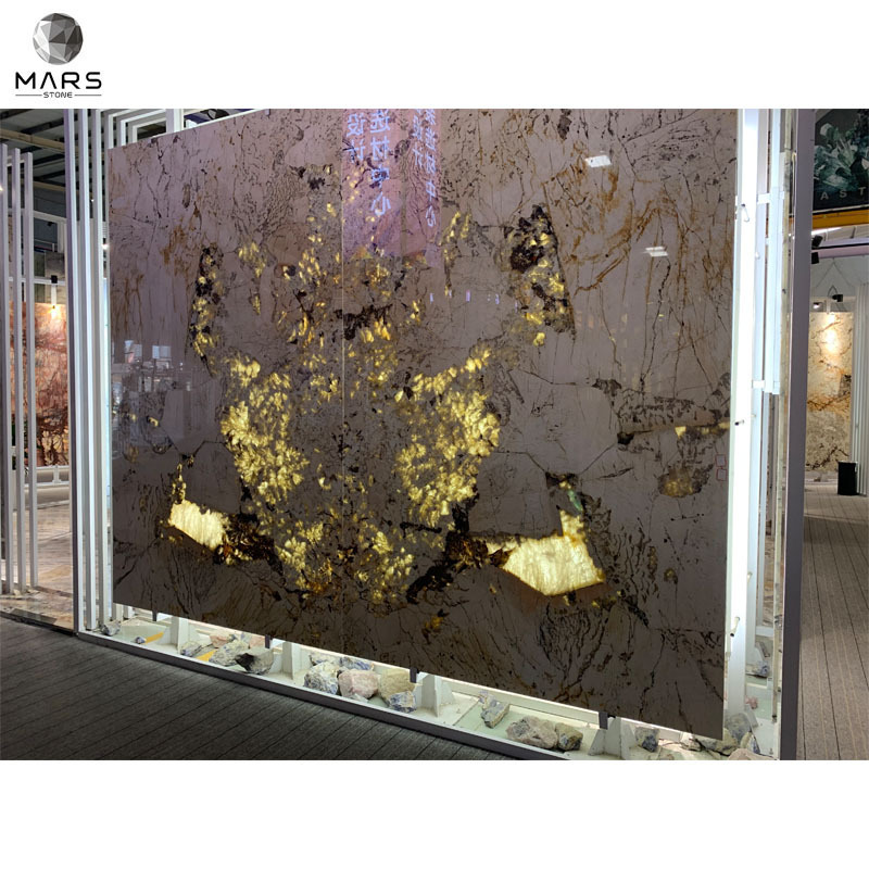 Luxury Stone Marble LED Light Backlit Slabs Tiles Photoelectric Granite Stone For Wall Decoration