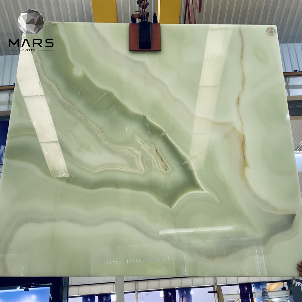 Chinese Supplier Price Translucent Light Pistachio Green Onyx Slab For Bathroom Tile