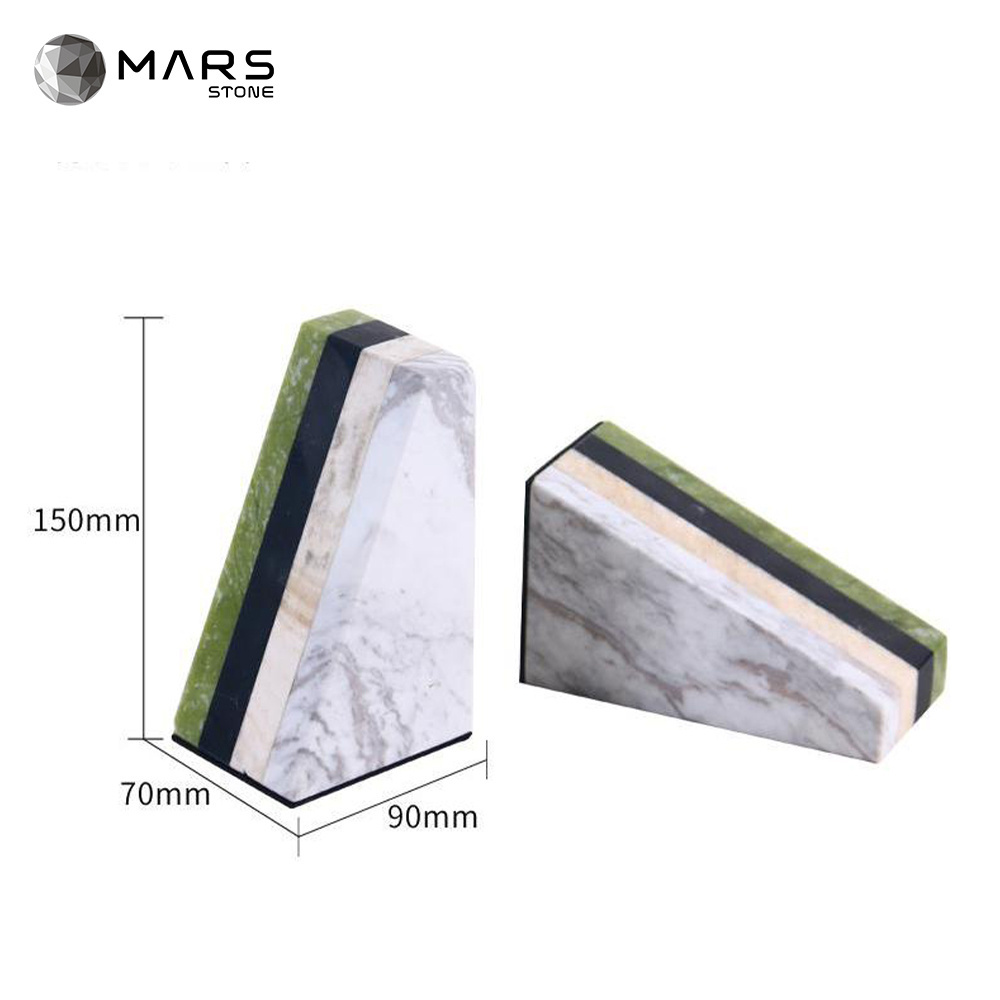 Customized Size Natural Marble Library Bookend Home Decoration For Book Storage Holder