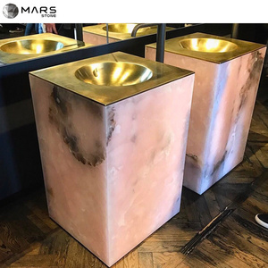 Luxury Natural Pink Onyx Slab For Stone Sinks/Basins