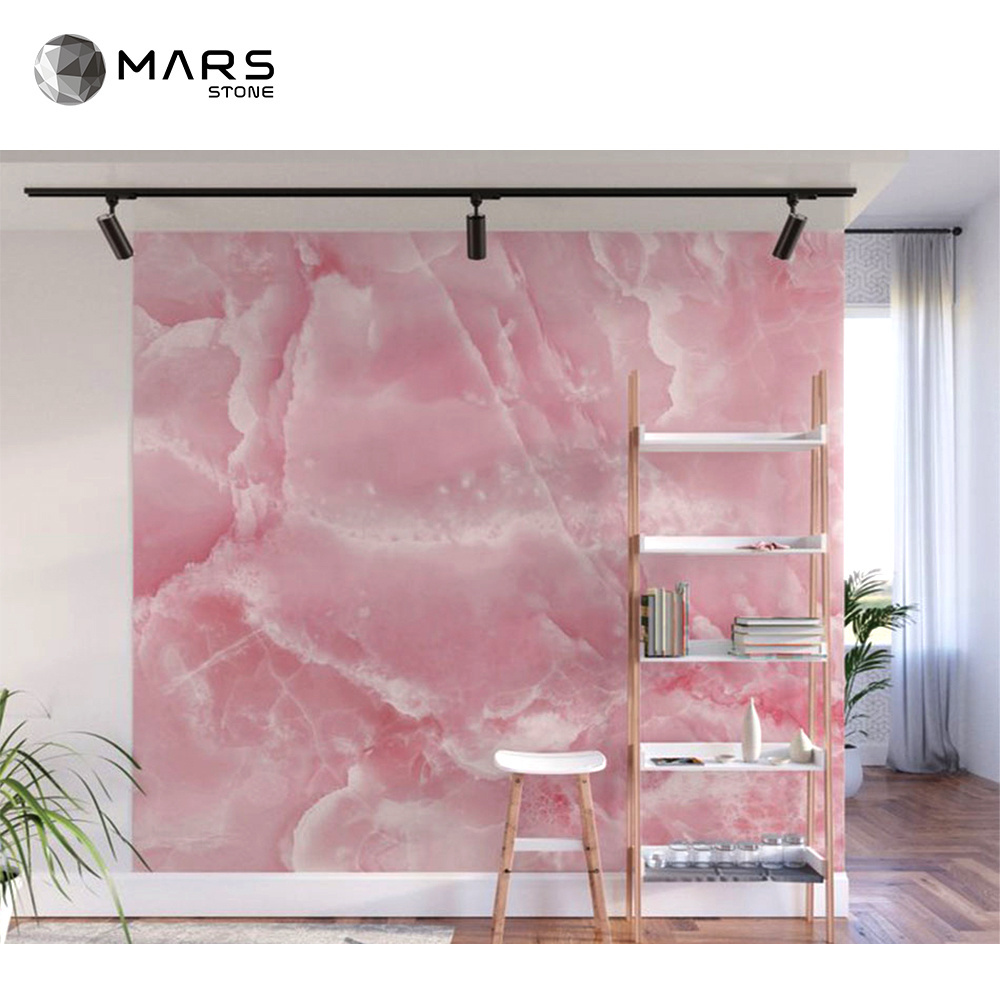 Hot Selling 2023 Home Design Natural Stone Pink Onyx Jade  Marble Slab Wall Tile For Living Room