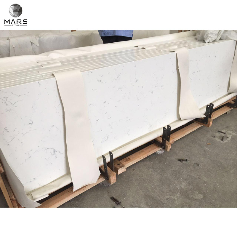 Engineered Artificial Carrara White Quartz Stone Eased Polished Edges Prefabricated Countertop