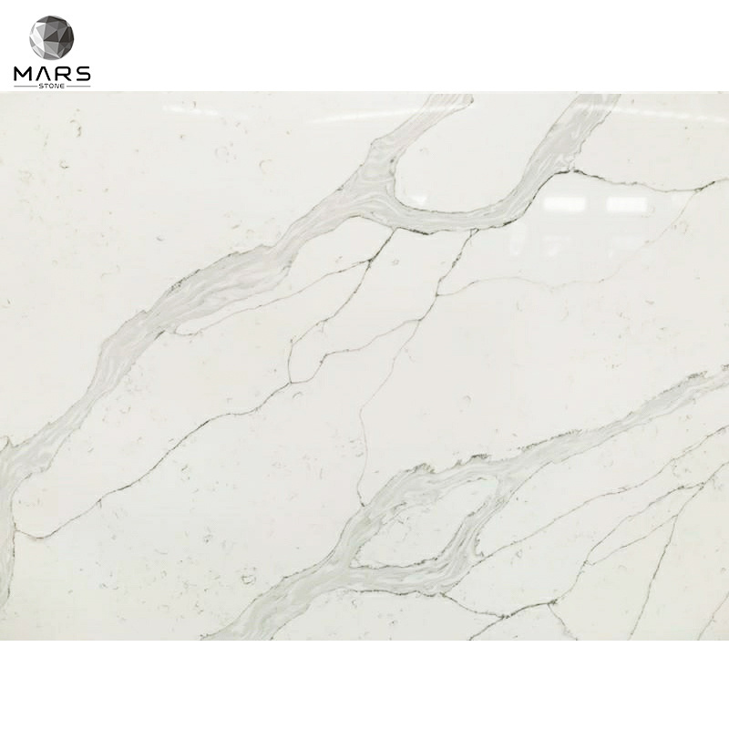 New design Wholesale Price calacatta white quartz stone big slabs for kichen countertop