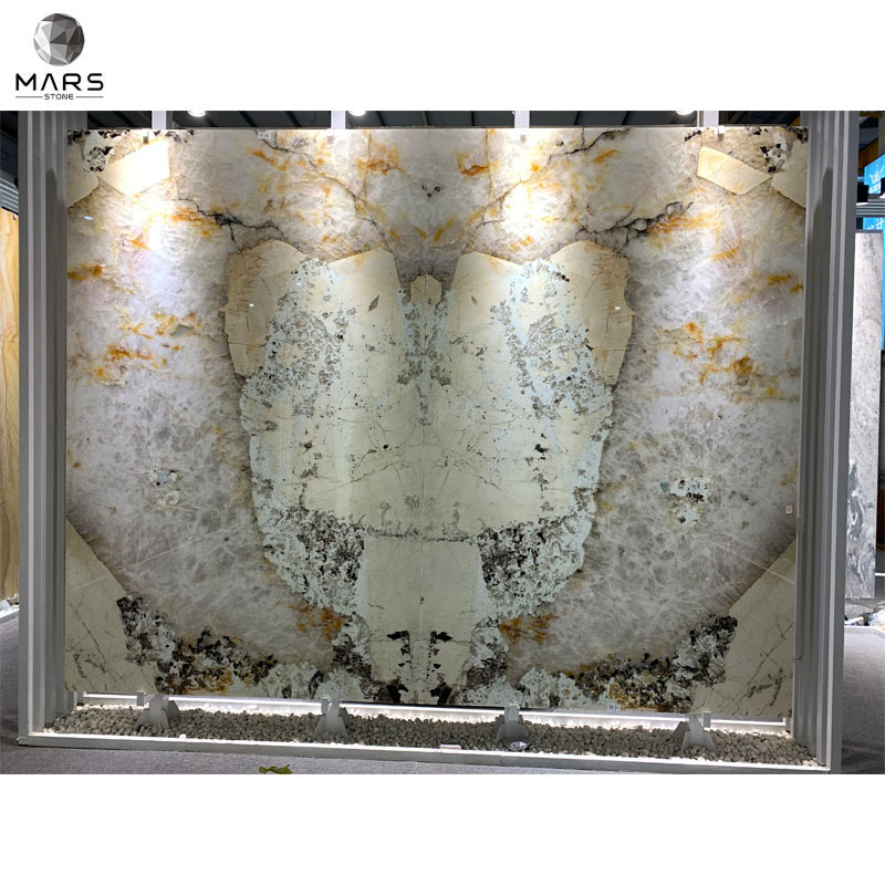 Luxury Stone Marble LED Light Backlit Slabs Tiles Photoelectric Granite Stone For Wall Decoration