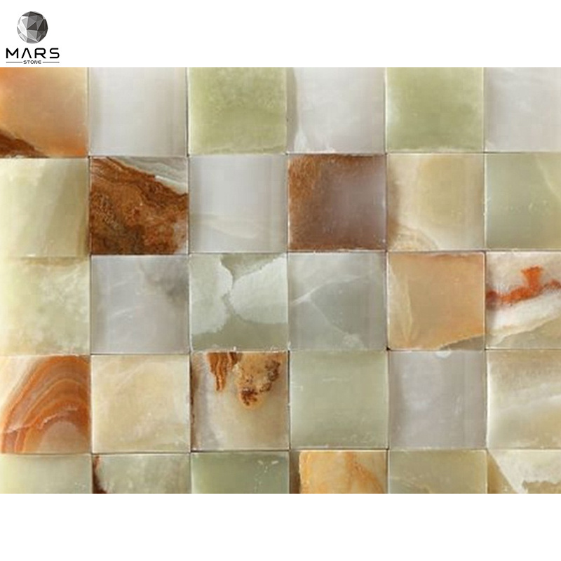 Luxury 3D Multi Onyx Jade Stone Marble Tile Mosaic Basketweave For Living Room Wholesale