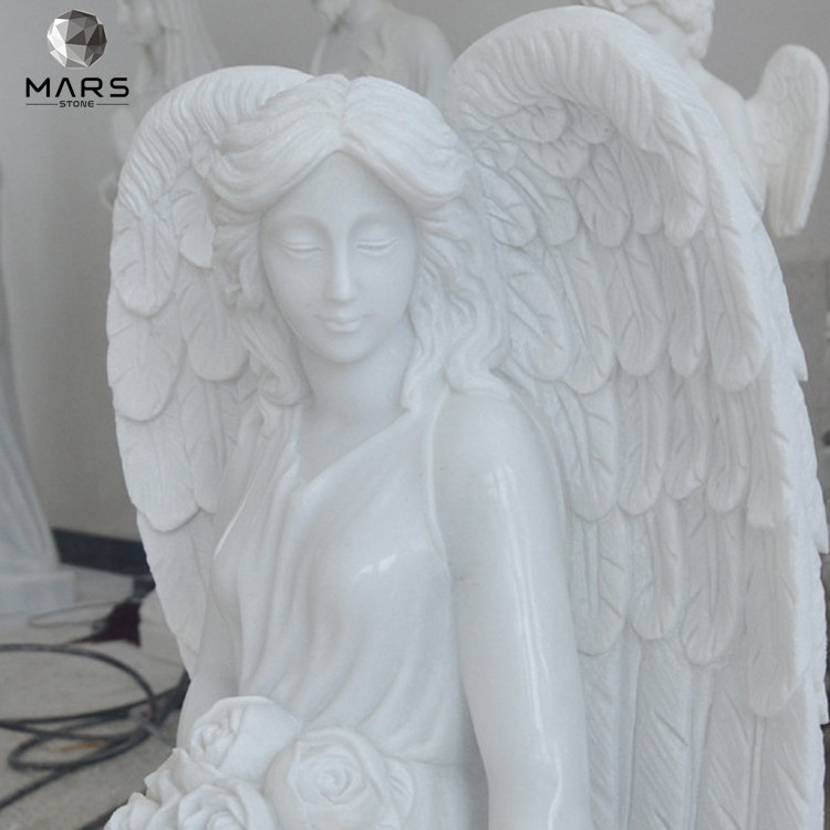 Cheap Price White Marble Angel Statue Tombstone For Graves With Engraving