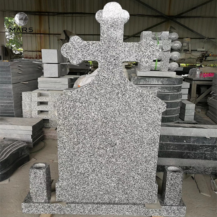 China Dark G654 Granite Cross Romania Cheap Tombstones and Monuments With Carved Tree