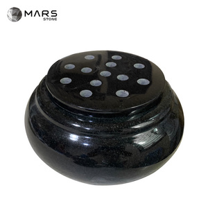 Customized Natural Stone Real Black Granite Sphere Mubkhar Incense Burner For Home Decor