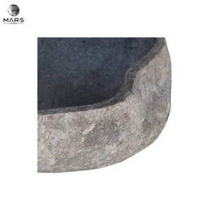 Customized Irregular Sharped Black Grey Stone Oval Bathroom Sink Counter Top Basin