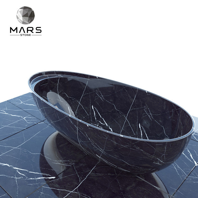 Black Marble Nero Marquina Slabs, Bathtub, Sinks, Natural Building Stone Marble Tiles