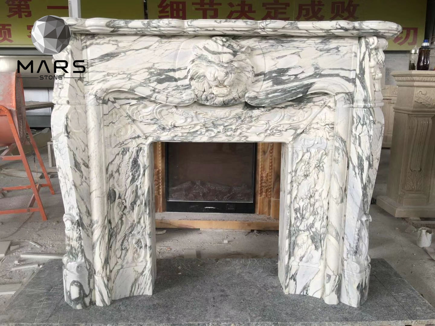 Contemporary fireplace And Stone Marble For Indoor Fireplace Front And Suspended Fireplace On Wall