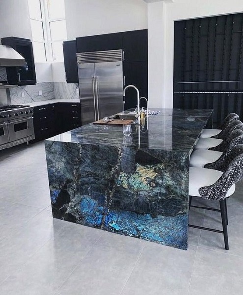 New Arrival Granit Granito Natural Losas Countertops Kitchen Luxury Floor Tiles Blue Labradorite Granite Slab