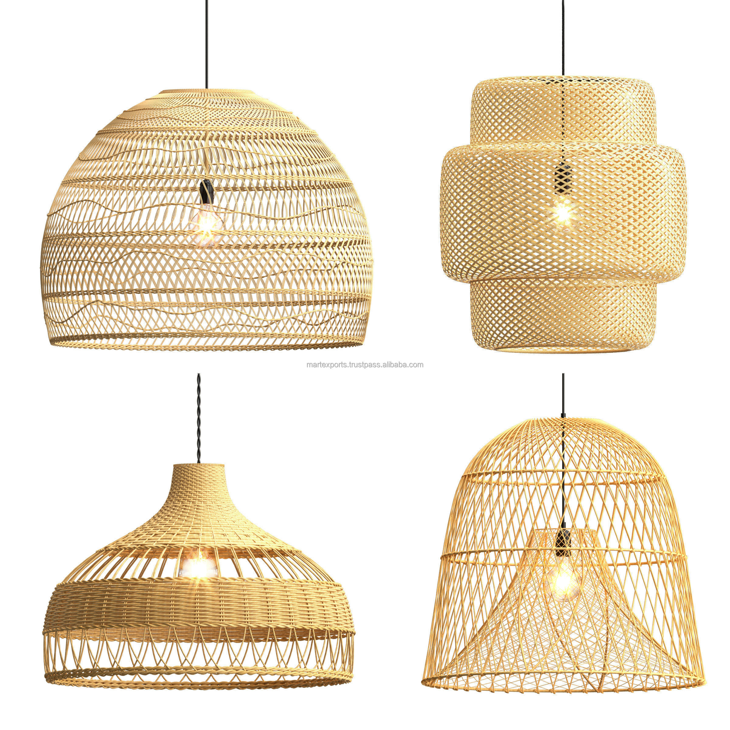 High quality bamboo and rattan lampshades for restaurant interior decoration modern style made in India