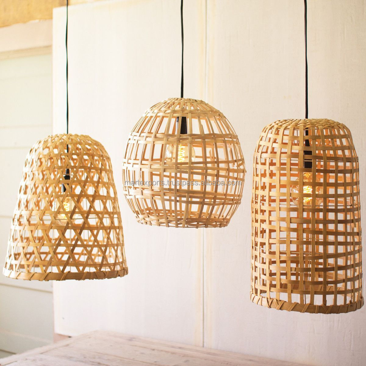 High quality bamboo and rattan lampshades for restaurant interior decoration modern style made in India