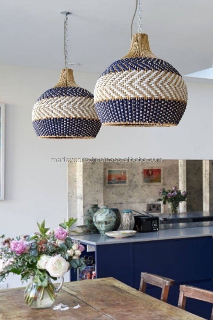 High quality bamboo and rattan lampshades for restaurant interior decoration modern style made in India