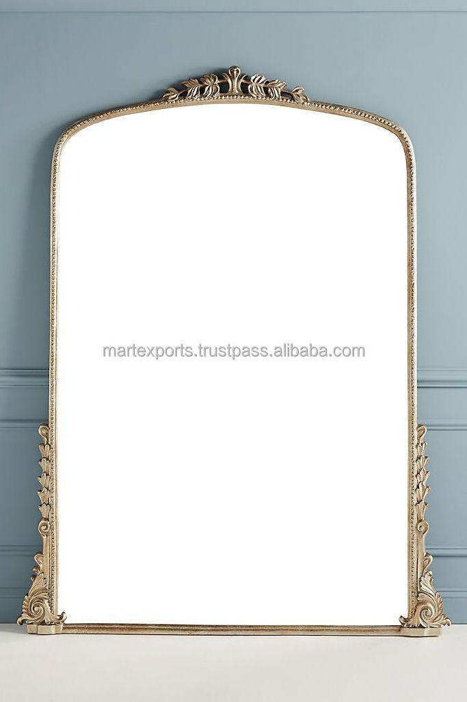 Modern Gold Frame arch full length mirror rectangle Black Brushed Aluminum Alloy Metal Frame Circle Mounted Bathroom Decor