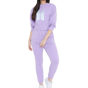 Lilac Purple Color Women Tracksuit Set Customized Printed Style Trendy Fashion Women Tracksuit