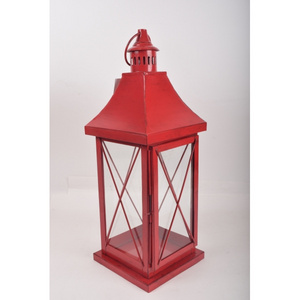 Red Metal Japanese Lantern Clear Glass Patio Pillar Candle Holder Lanterns For Camping And Christmas Decoration Chinese Lanterns