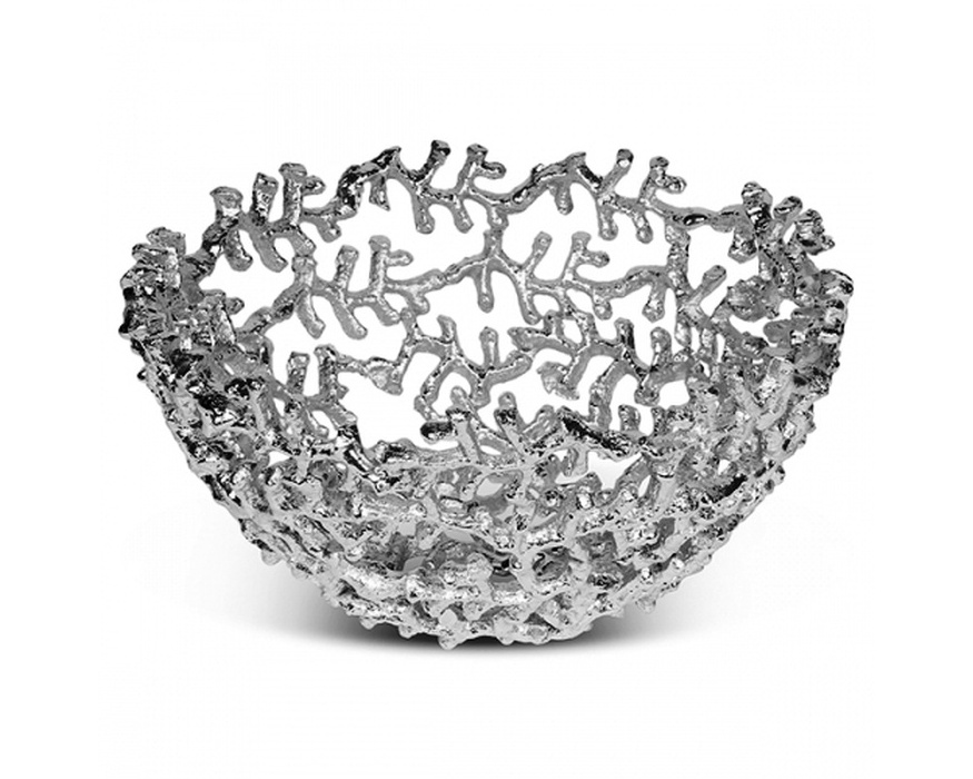 Handmade Metal Fruit Serving Small Bowls Silver Decorative Modern Raw Coral Reef Design Nordic Home Decor Luxury Kitchen Bowl