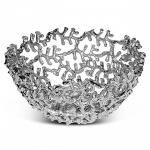 Handmade Metal Fruit Serving Small Bowls Silver Decorative Modern Raw Coral Reef Design Nordic Home Decor Luxury Kitchen Bowl