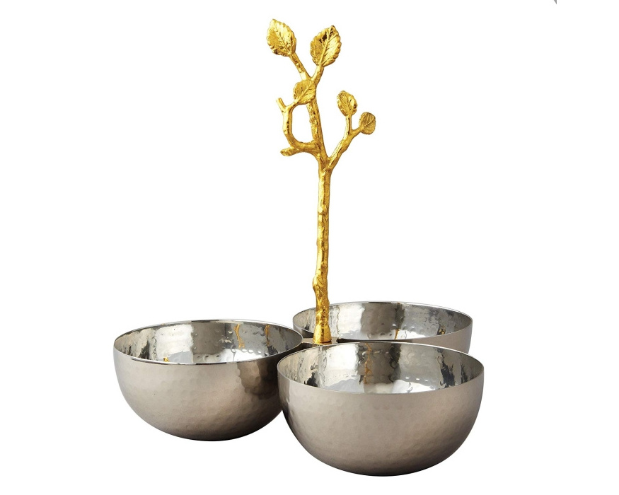 Decorative Luxury Silver Metal Fruit Salad Serving Bowls with Cut Out Mesh Border Modern Nuts Bowl for Nordic Kitchen