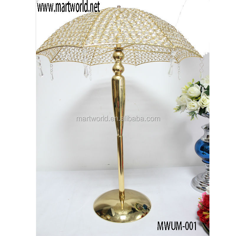 Hot Latest gold crystal umbrella centerpiece for wedding events&party Crystal centerpiece wedding decoration(MWUM-001)