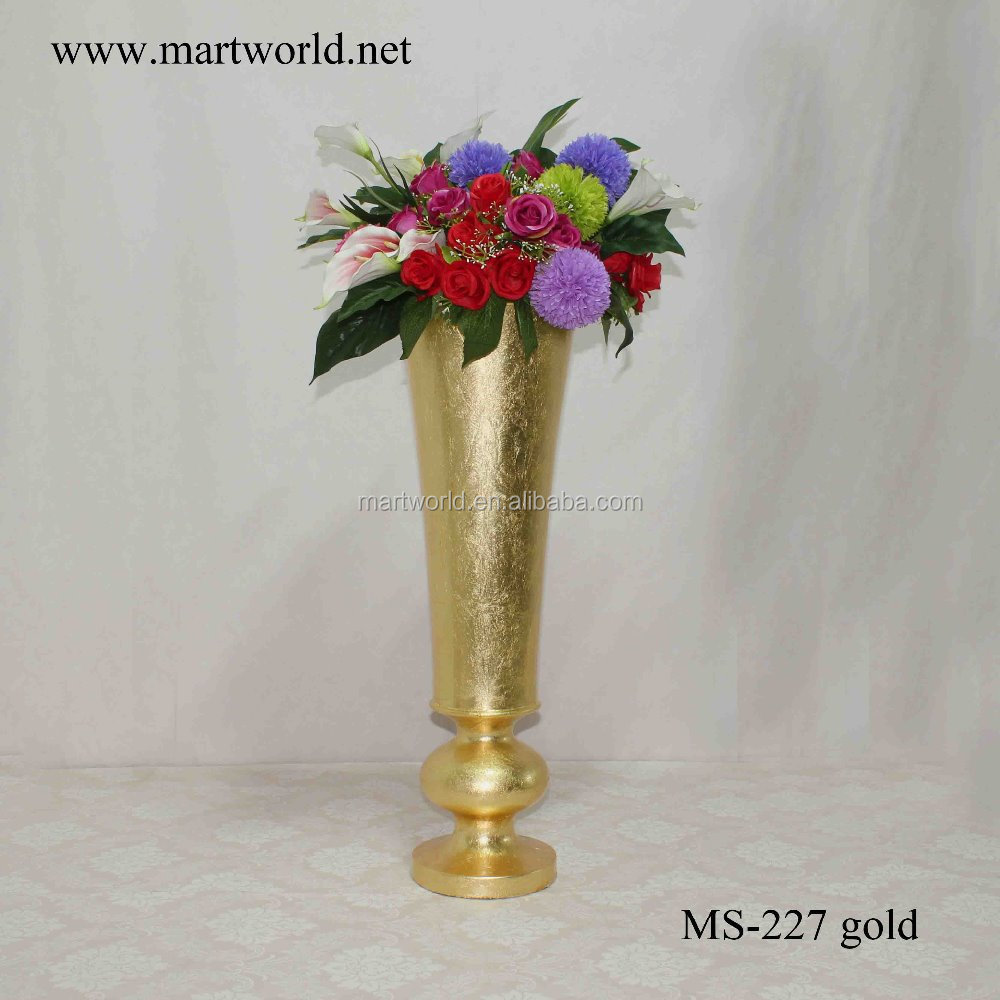 fiber glass vase centerpiece gold silver white red stripe large shiny vase wedding  party  event hotel decoration (MS-227)