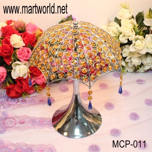 Wholesale crystal&metal wedding centerpiece wedding decoration,umbrella shape centerpiece for party home&hotel (MCP-011)