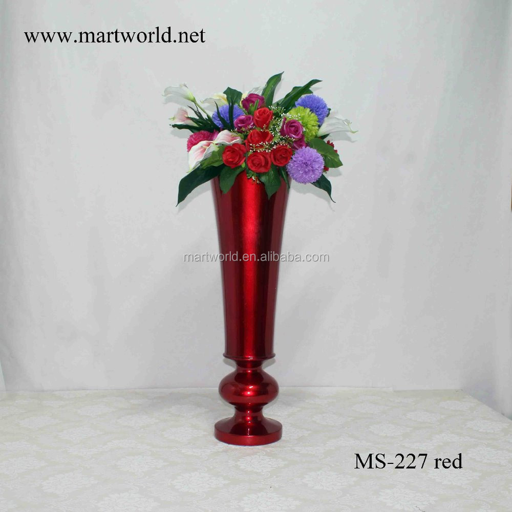 fiber glass vase centerpiece gold silver white red stripe large shiny vase wedding  party  event hotel decoration (MS-227)