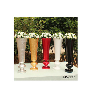 fiber glass vase centerpiece gold silver white red stripe large shiny vase wedding  party  event hotel decoration (MS-227)