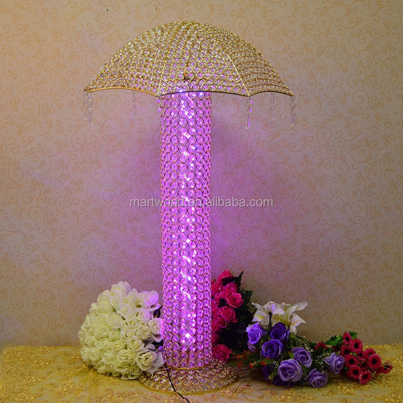 high quality Gold umbrella crystal wedding centerpieces decorative wedding table centerpieces for wedding decoration,(MCP-034)