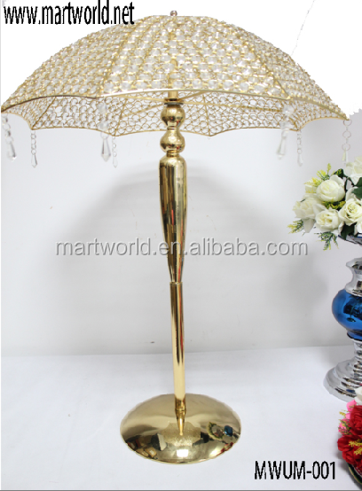 Hot wholesale gold crystal umbrella wedding table centerpiece for wedding decoration,table centerpieces(MWUM-001)