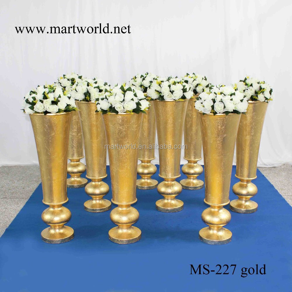 fiber glass vase centerpiece gold silver white red stripe large shiny vase wedding  party  event hotel decoration (MS-227)