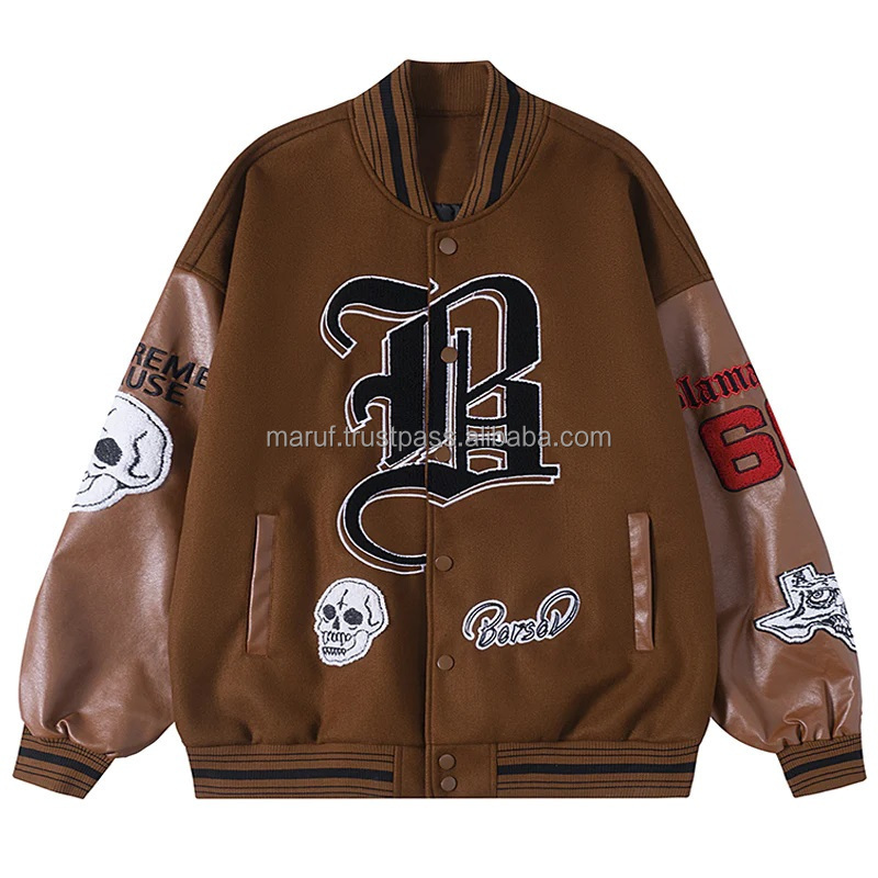 Wholesale Clothing Discounted Prices Customized Men Women Outdoor 100% Wool Varsity Jacket