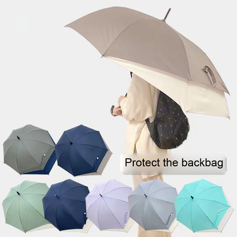 Telescopic Back Protect Umbrella Double Canopy Waterproof  Straight Golf Umbrella