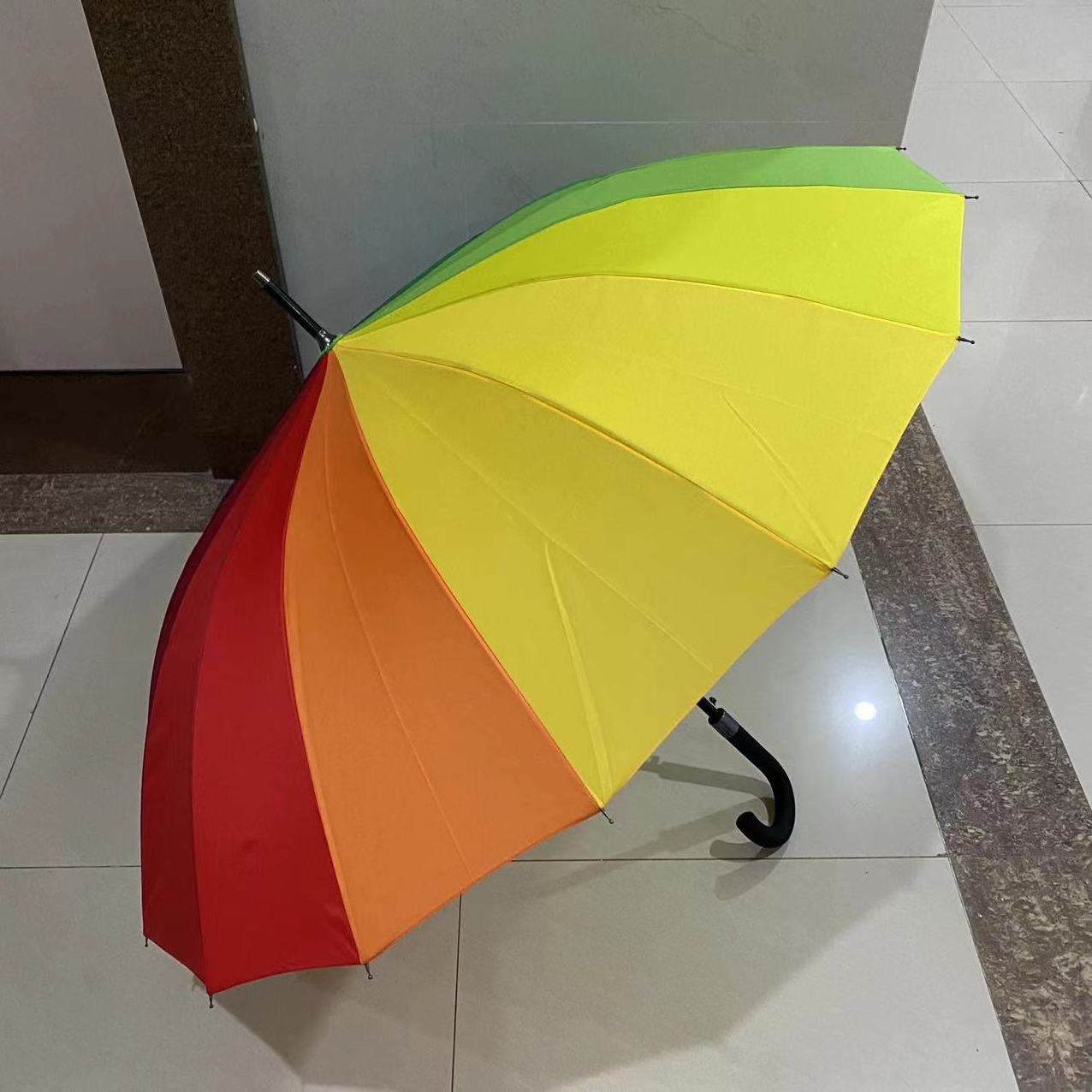 25inch 16K Auto Open Straight Umbrella Leopard Printing Design and Rainbow Colour Umbrella Rainproof Umbrella