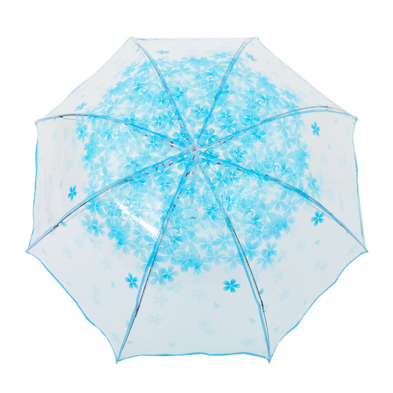 8K creative cherry blossom pattern POE transparent folding umbrella